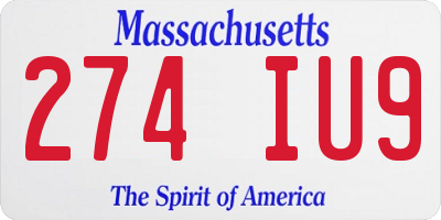 MA license plate 274IU9