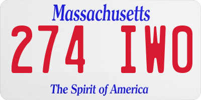 MA license plate 274IW0