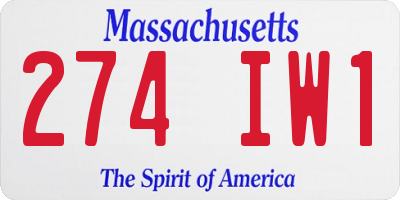 MA license plate 274IW1