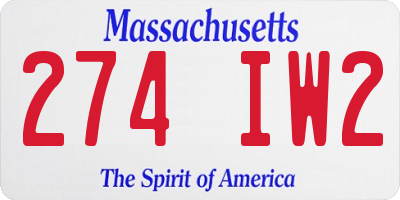 MA license plate 274IW2