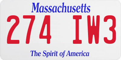 MA license plate 274IW3