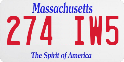 MA license plate 274IW5
