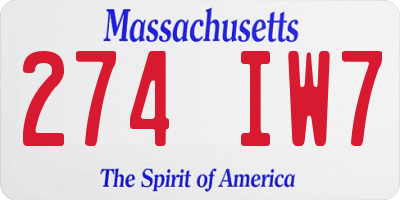 MA license plate 274IW7
