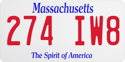 MA license plate 274IW8