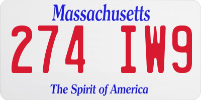 MA license plate 274IW9