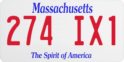 MA license plate 274IX1