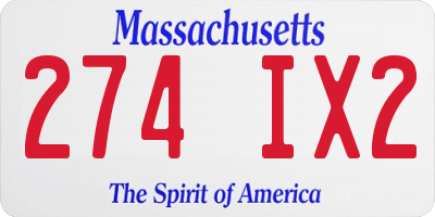 MA license plate 274IX2