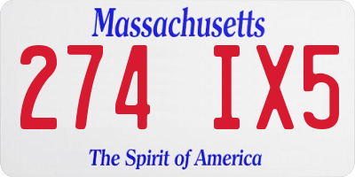 MA license plate 274IX5