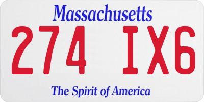 MA license plate 274IX6