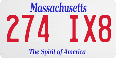 MA license plate 274IX8