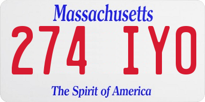 MA license plate 274IY0