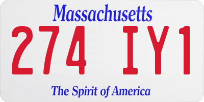 MA license plate 274IY1