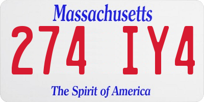 MA license plate 274IY4