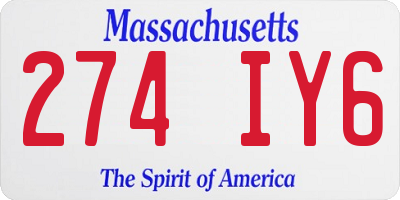 MA license plate 274IY6