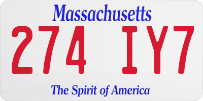 MA license plate 274IY7