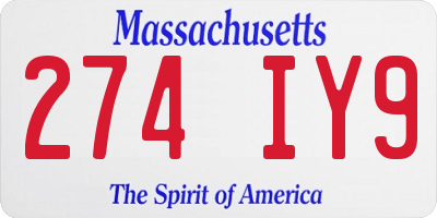 MA license plate 274IY9