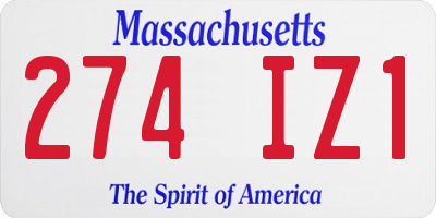 MA license plate 274IZ1
