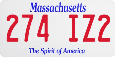 MA license plate 274IZ2