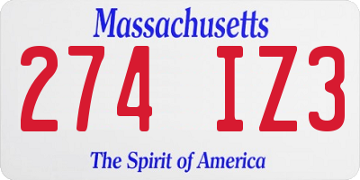 MA license plate 274IZ3