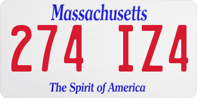 MA license plate 274IZ4
