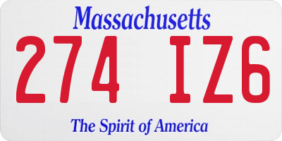MA license plate 274IZ6