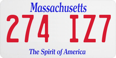 MA license plate 274IZ7