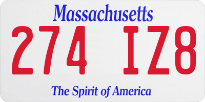 MA license plate 274IZ8