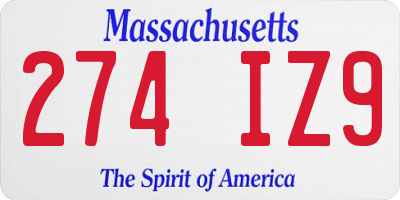 MA license plate 274IZ9
