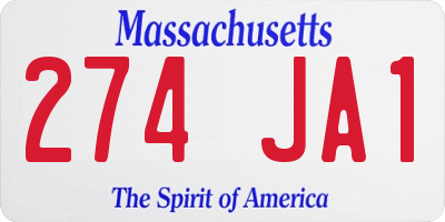 MA license plate 274JA1