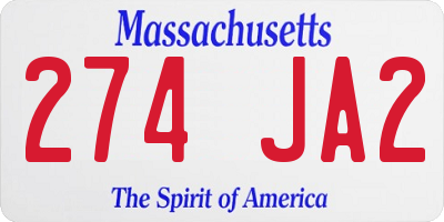 MA license plate 274JA2