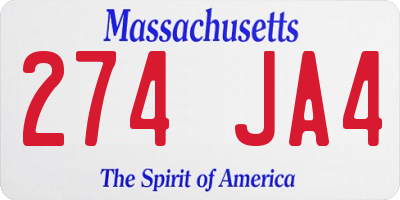 MA license plate 274JA4