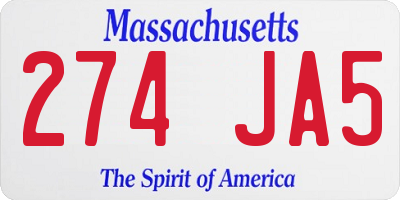 MA license plate 274JA5