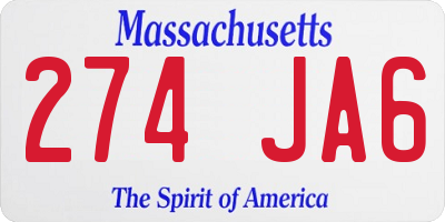 MA license plate 274JA6