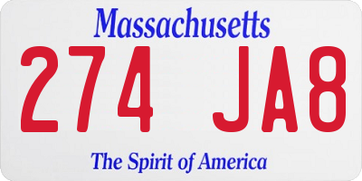 MA license plate 274JA8