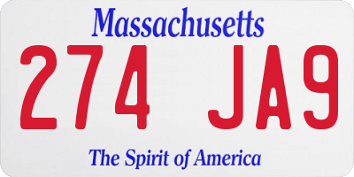 MA license plate 274JA9