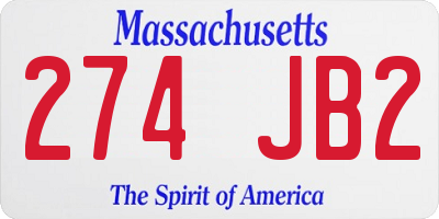MA license plate 274JB2