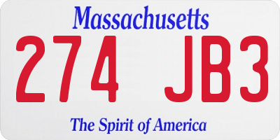 MA license plate 274JB3