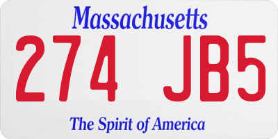 MA license plate 274JB5