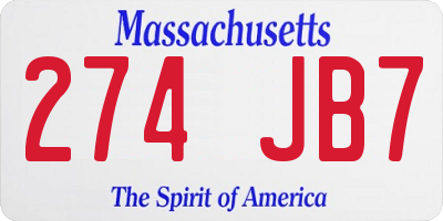 MA license plate 274JB7