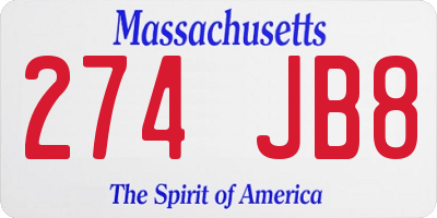 MA license plate 274JB8