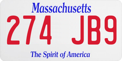 MA license plate 274JB9