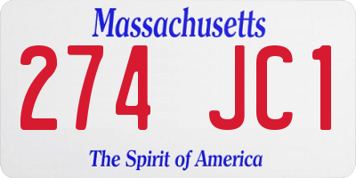 MA license plate 274JC1
