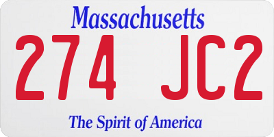 MA license plate 274JC2