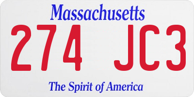 MA license plate 274JC3