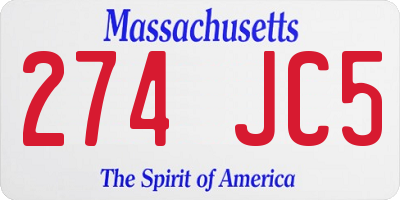 MA license plate 274JC5