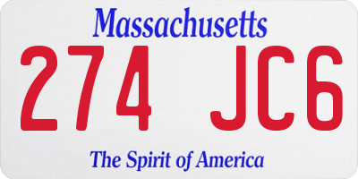 MA license plate 274JC6