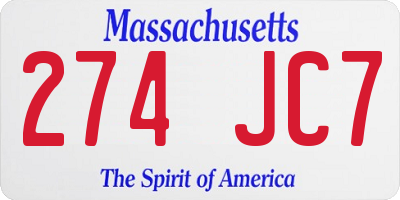MA license plate 274JC7