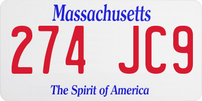 MA license plate 274JC9