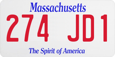 MA license plate 274JD1