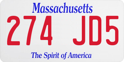 MA license plate 274JD5